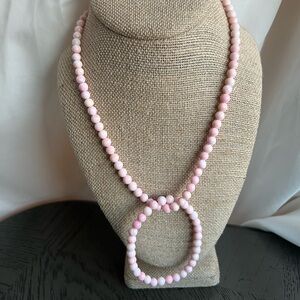Pink Queen Conch Shell necklace set 6mm ( Necklace 18’/ Bracelet 7’ )